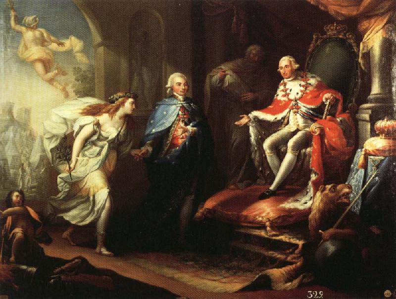 Jose Aparicio Inglada Godoy Presenting Peace to Charles IV oil painting picture